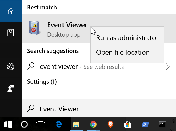 crash logs on Windows 10: finding Event Viewer