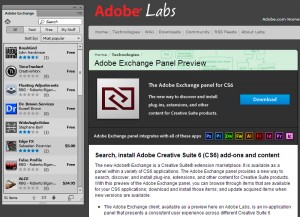 Adobe Exchange CS6 panel
