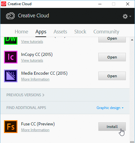 Installing Adobe Fuse CC
